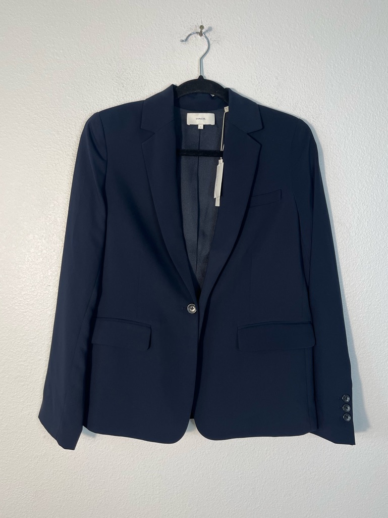 Vince Notch Lapel Blazer Classic Navy Jacket Women's Size 6 Nwt Office Workwear
